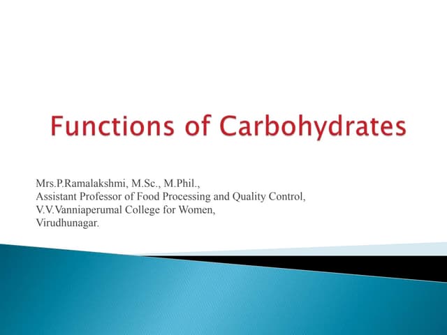 Which Of The Following Is A Primary Function Of Carbohydrates Functions of carbohydrates | PPT