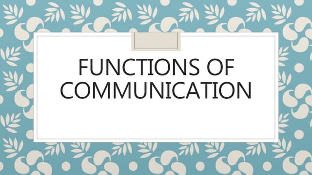 Functions of communication
