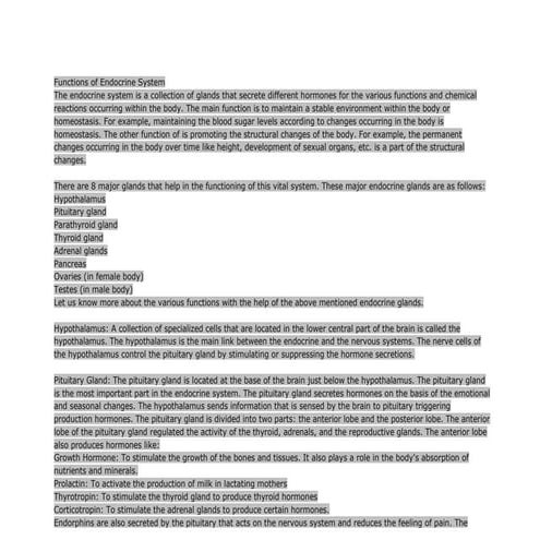 Functions of endocrine system