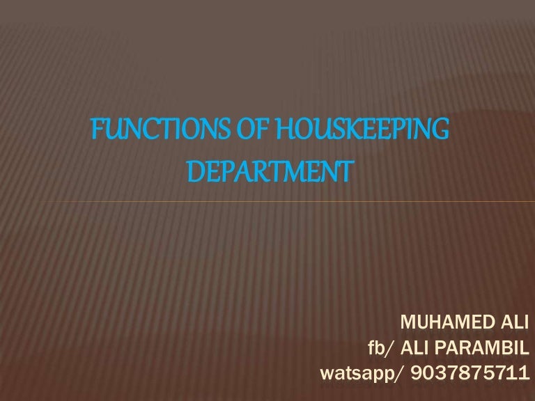 Housekeeping Department Functional Chart