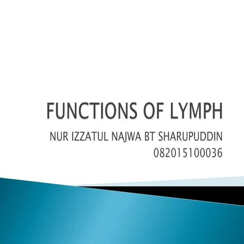 Functions of lymph