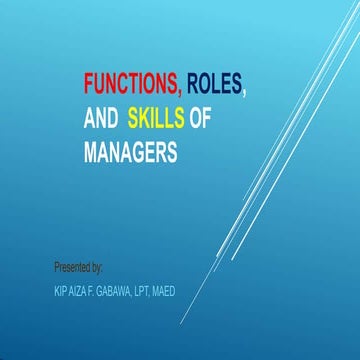 Functions, roles, and skills of managers | PDF
