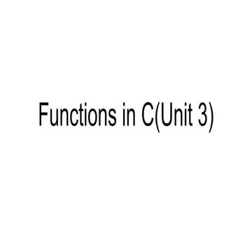 Presentation on Function in C Programming | PPTX