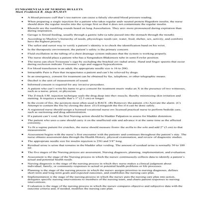 Fundamentals of Nursing Review Bullets