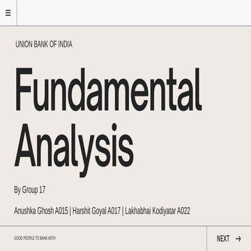 Union Bank of India Fundamental Analysis