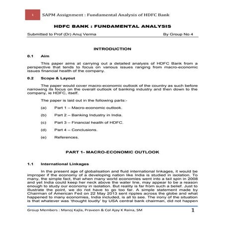 HDFC Bank : Fundamental Analysis (Text)