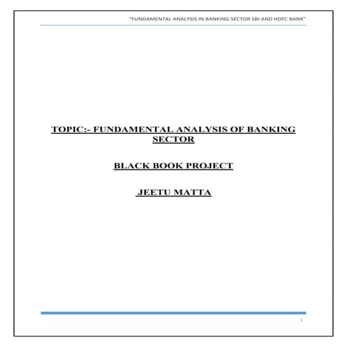 Fundamental analysis of banking sector SBI AND HDFC BANK