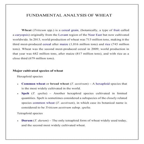 Fundamental analysis of wheat