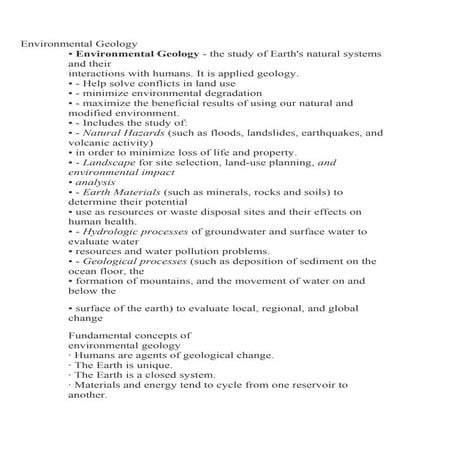 Fundamental and concept of environmental geology