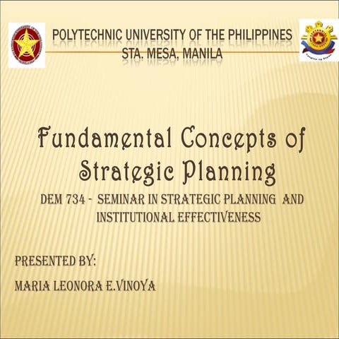 Fundamental Concepts of  STRATEGIC PLANNING