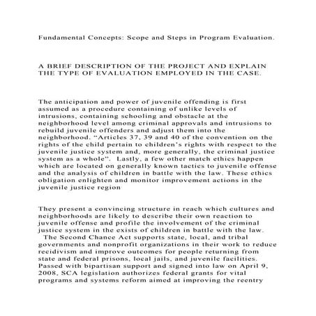 Fundamental concepts scope and steps in program evaluation docx