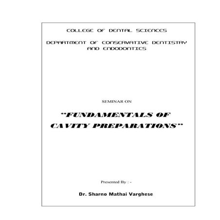 Fundamental of cavity preparation
