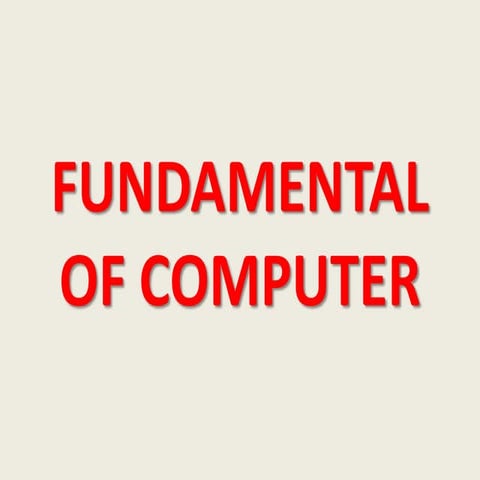 FUNDAMENTAL OF COMPUTER BCA semester one | PPTX