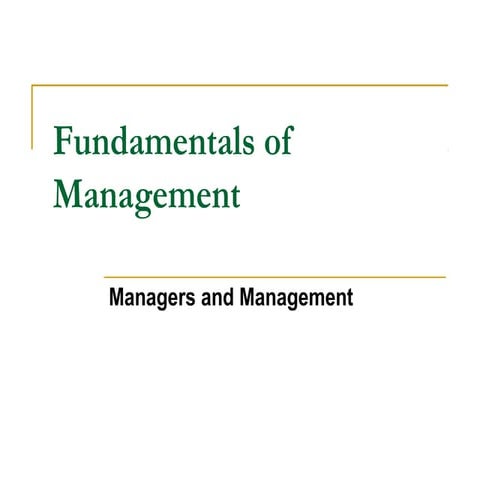 Fundamental of Management (managers & management) Notes