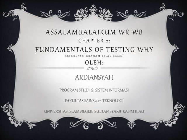 Fundamentals of testing (what is testing necessary)