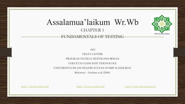 Fundamentals of testing (what is testing necessary)