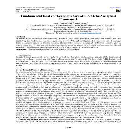 Fundamental roots of economic growth