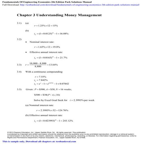 Fundamentals Of Engineering Economics 3th Edition Park Solutions Manual