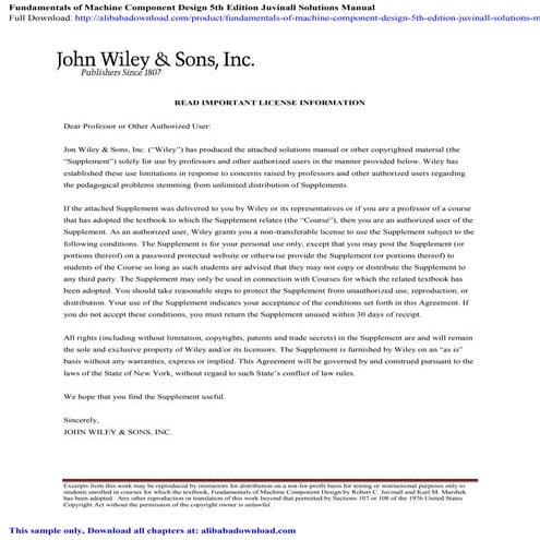 Fundamentals of Machine Component Design 5th Edition Juvinall Solutions Manual