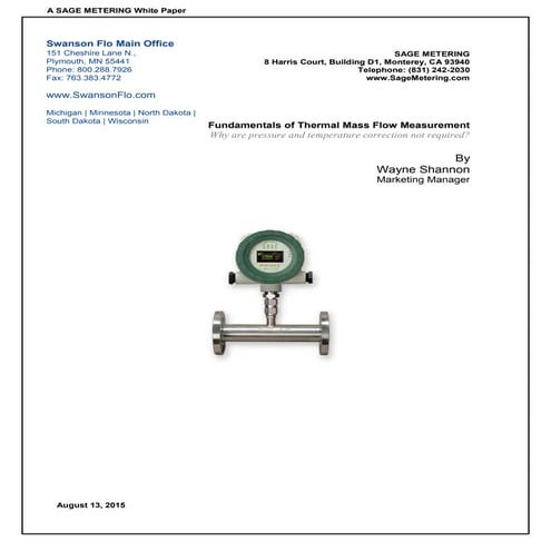 Fundamentals of Thermal Mass Flow Measurement
