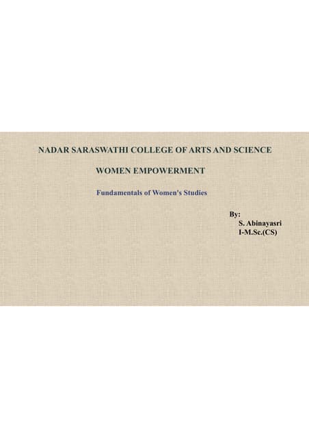 Fundamentals of Womens Studies,Gender equality, women's rights