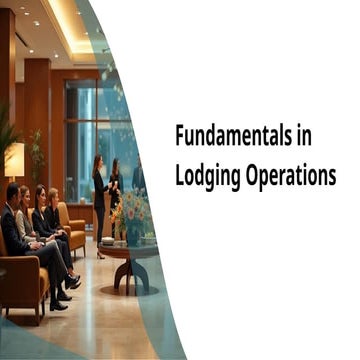 Fundamentals in Lodging Operations in tourism and hospitality