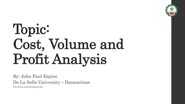 Fundamentals of accounting - cost value profit (cvp)