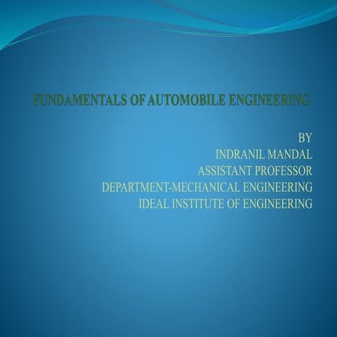 Fundamentals of Automobile Engineering