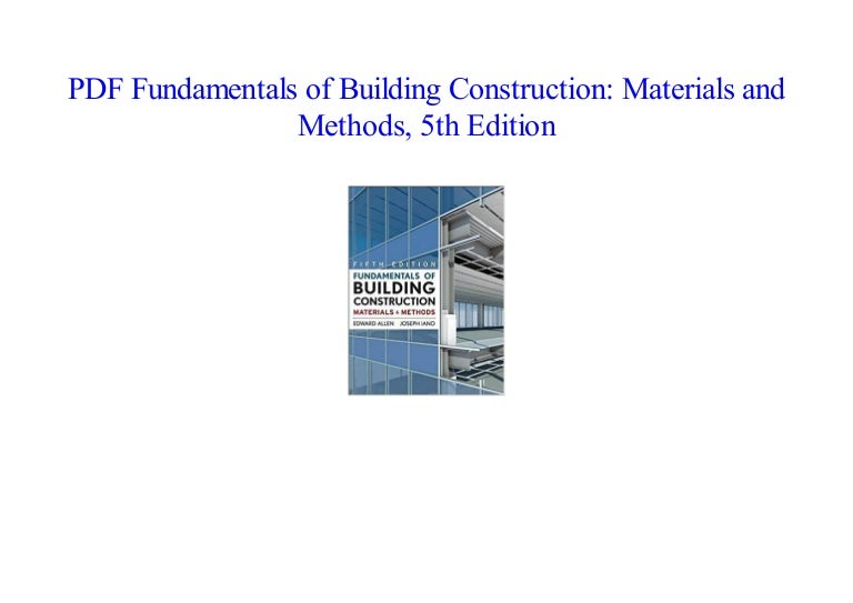 PDF Fundamentals of Building Construction Materials and Methods, 5th…