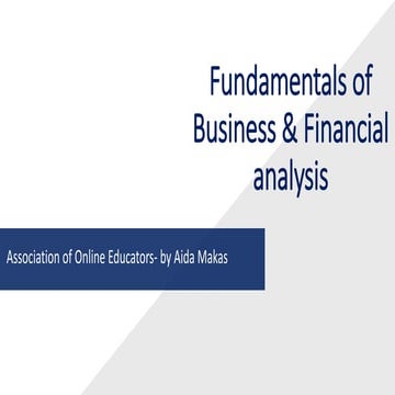 Fundamentals of business & financial analysis 
