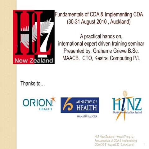 Fundamentals of HL7 CDA & Implementing HL7 CDA