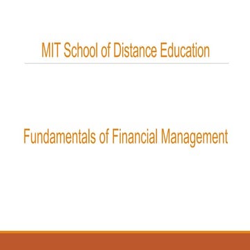 Fundamentals of Financial Management - MIT School of Distance Education  