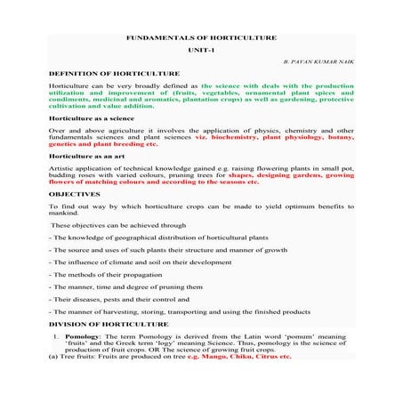 Fundamentals of horticulture