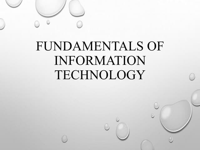 Fundamentals of information technology