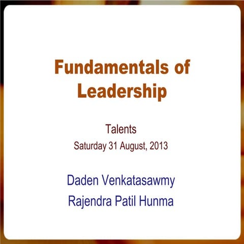 Fundamentals of leadership