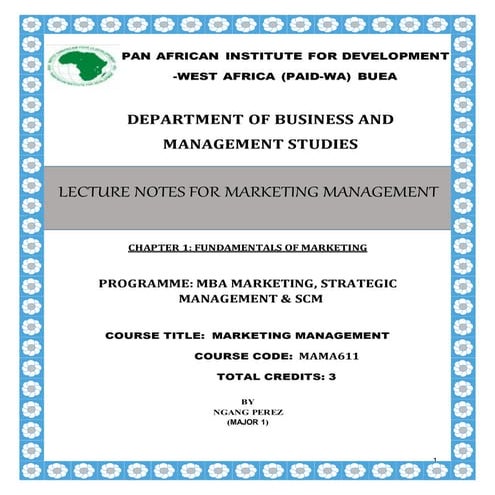 Fundamentals of marketing