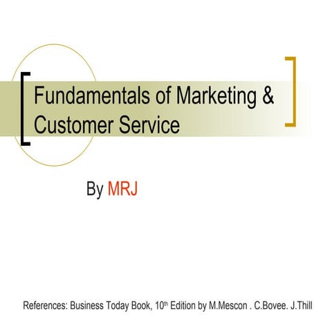 Fundamentals Of Marketing Customer Service