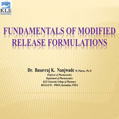 Fundamentals of modified release formulations