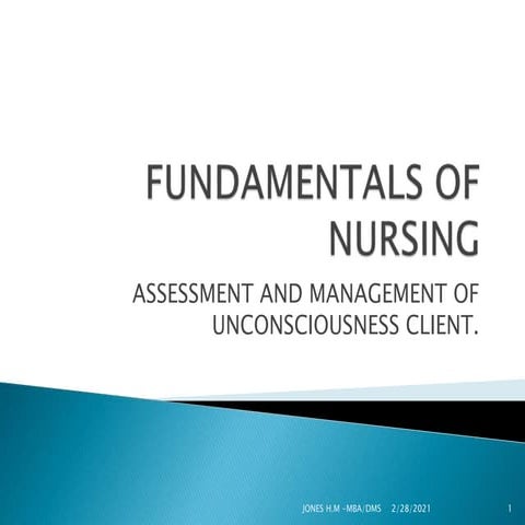 Fundamentals of nursing. unconsciousness