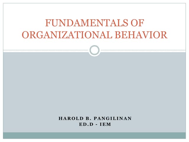 Fundamentals of organizational behavior