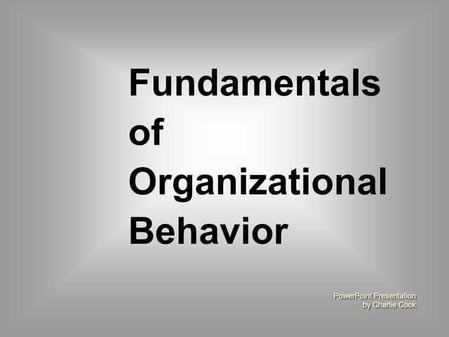 Fundamentals of Organizational Behavior
