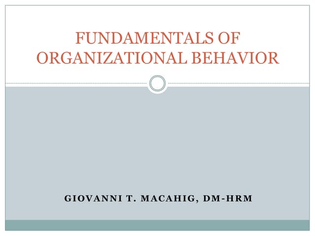 Fundamentals of organizational behavior ppt