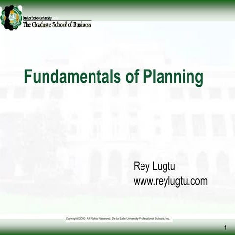 Fundamentals of planning