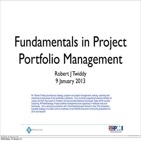 Fundamentals of program, project portfolio management