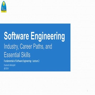 Lecture 2 | Industry, Career Paths, Essential Skills