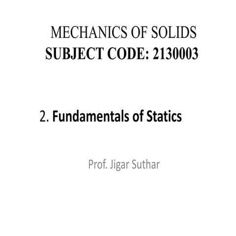 Fundamentals of statics 