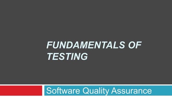 Fundamentals of Software Testing | PPT