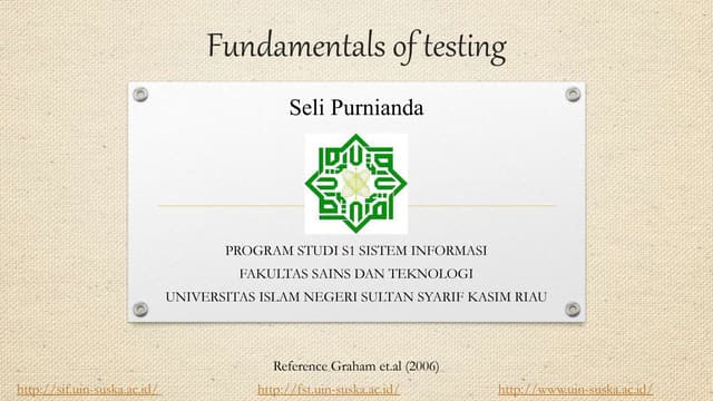 Fundamentals of testing