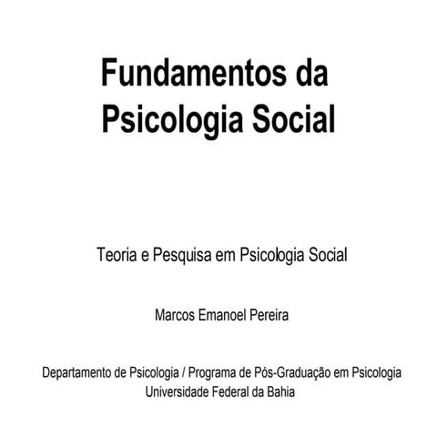Fundamentos da Psicologia Social