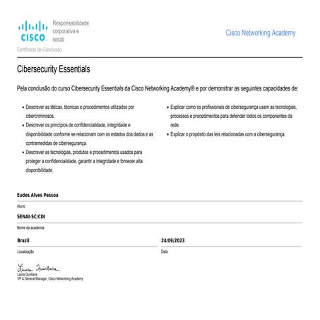 Certificado Cybersecurity Essentials | PDF